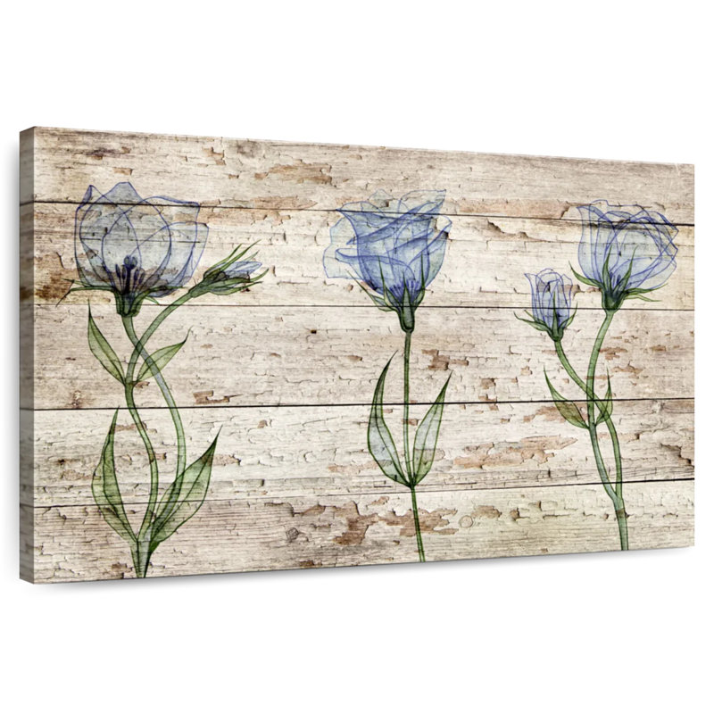 Harnek Lisianthus On Wood, 24" H x 36" W