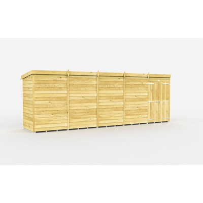 19ft x 4ft Pent Shed - Double Door without Windows