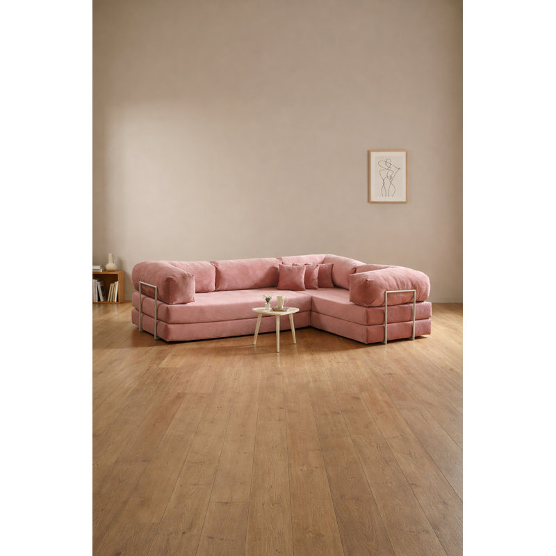 Canapé modulaire en L Blush, Rosé