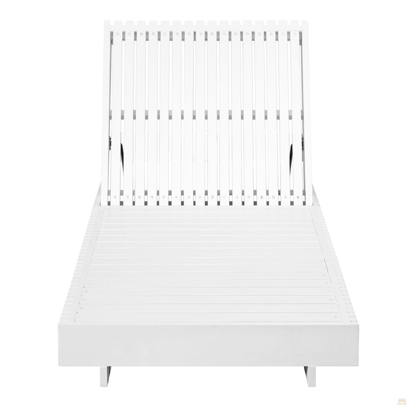 Chaise longue d'extérieur moderne en bois massif blanc acacia