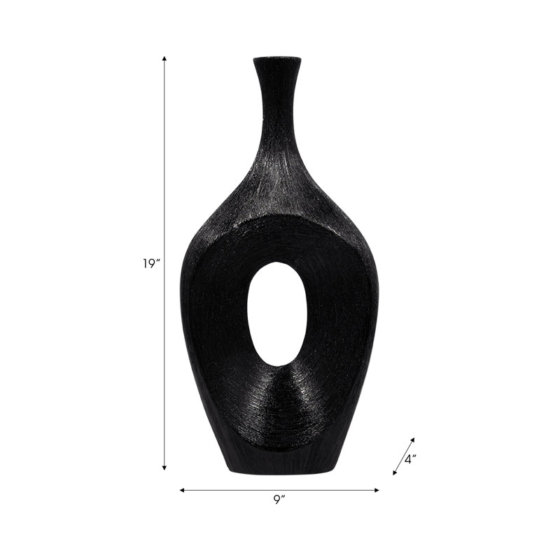 Ethean Decorative Stoneware Ceramic Vase with Sculptural Modern Silhouette and Textured Oval Body for Contemporary Display Appeal