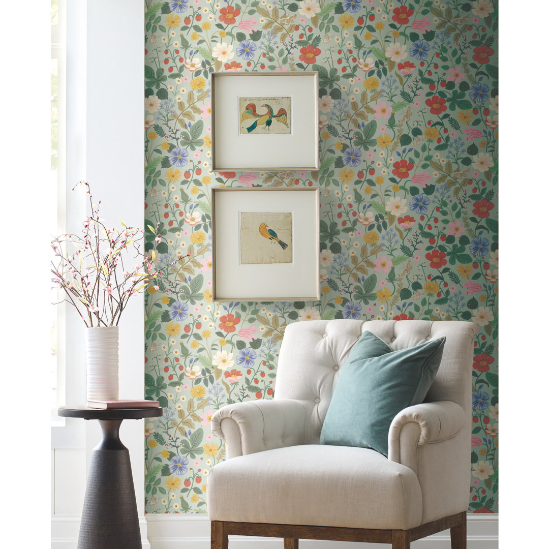Rifle Paper Co. Strawberry Fields 27" L x 27" W Smooth Wallpaper Roll Rifle Paper Co. 