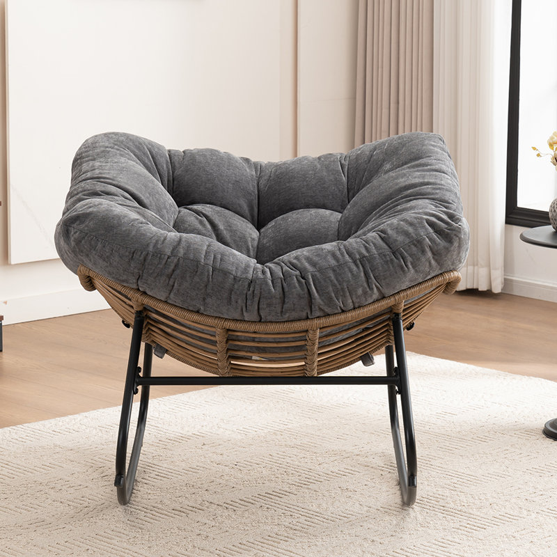 Chaise d'appoint berçante rembourrée Chenille, Gris