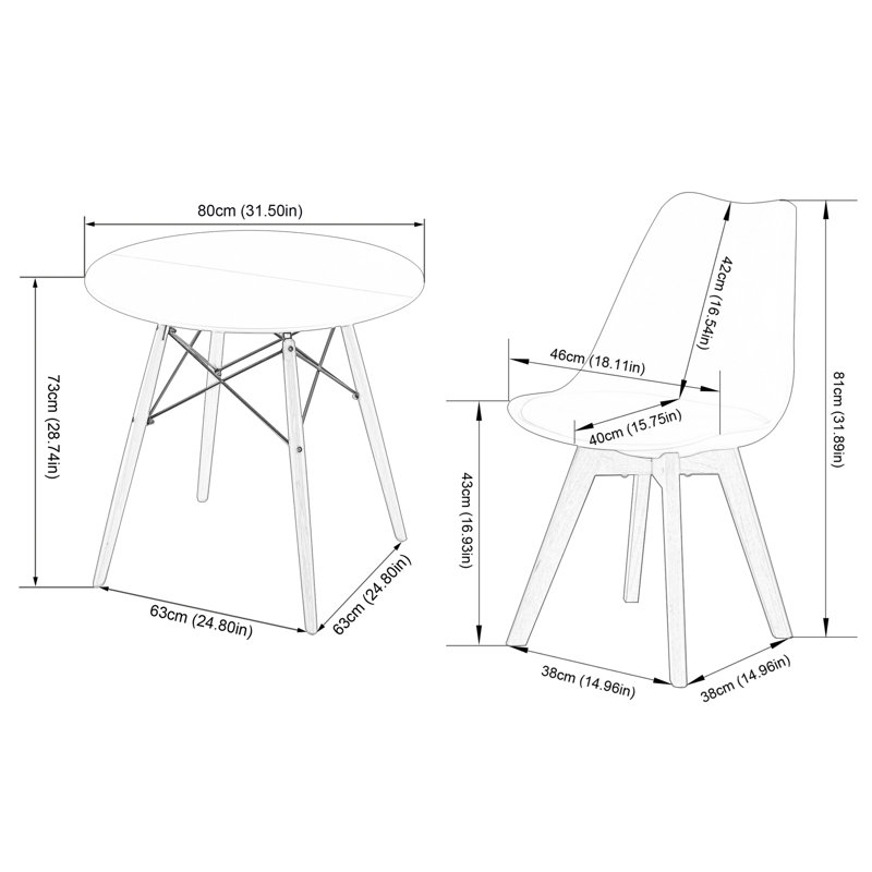Ensemble repas pour 4 personnes Gweneth, Noir 1, Blanc