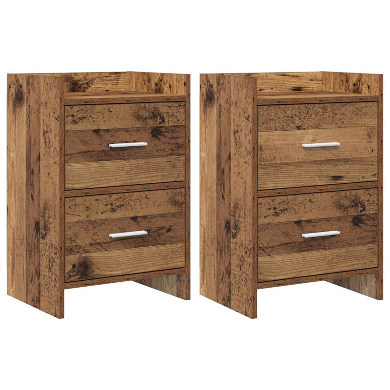 40cm W Composite Bedside Table, Old Wood