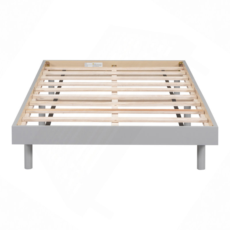 Modern Design Floating Platform Bed Frame, Gray, Twin