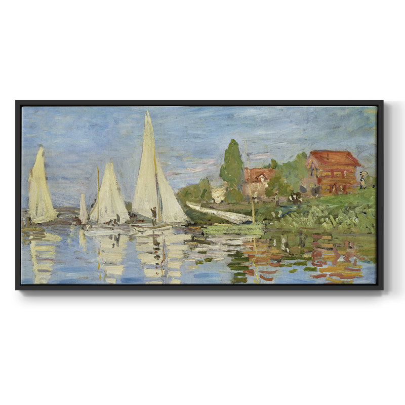 Nautical Series-CDLXVII- Toile tendue avec châssis tendue, prête à être accrochée, H 21 po x l 41 po, Noir