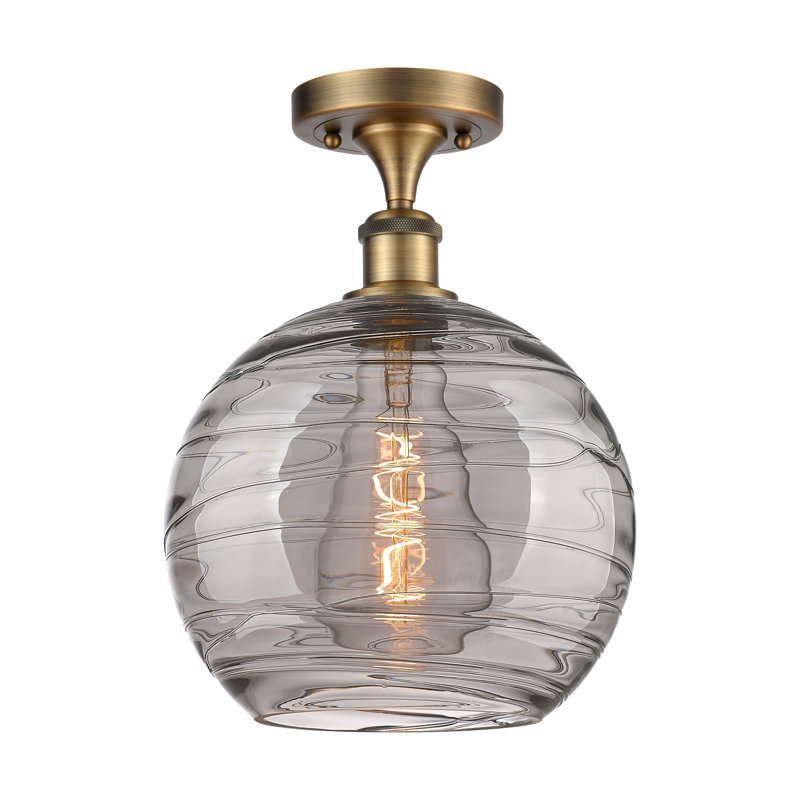 Plafonnier semi-encastré 1 lumière, Laiton brossé, H 12,88 po x l 8 po x P 8 po