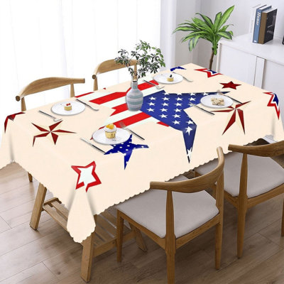 Nappe festonnée à bords festonnés, motif drapeau étoile rétro de la fête des Anciens Combattants, 60 x 120 po, maison de campagne et patio