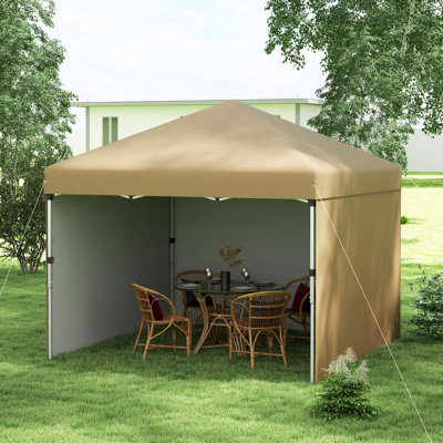 Outsunny 10' X 10' Pop Up Canopy Tent With 3 Sidewalls, Leg Weight Bags And Carry Bag, Height Adjustable, Instant Party Tent Event Shelter Gazebo For Garden, Patio