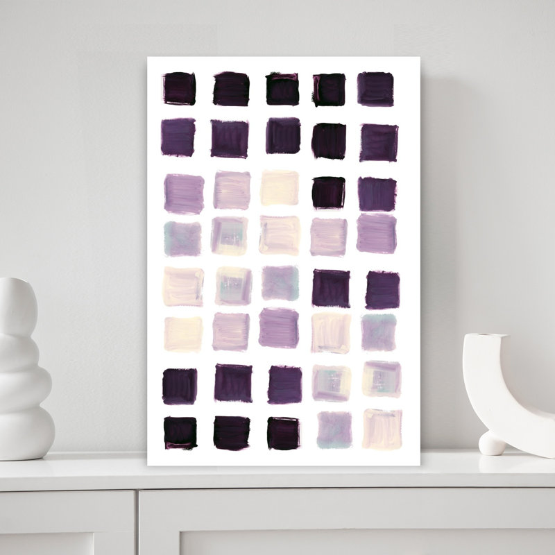 Art contemporain abstrait géométrique minimaliste, art mural violet, H 18 po x l 12 po