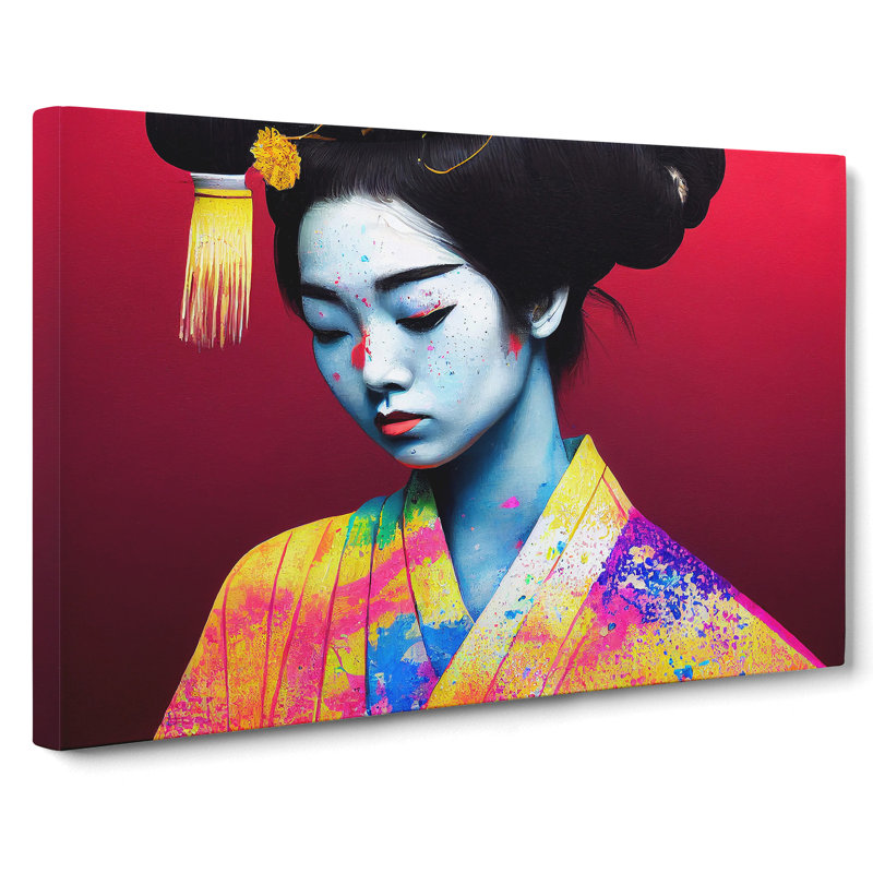 Colourful Geisha Vol.3 - Wrapped Canvas, 50cm H x 76cm W x 3cm D