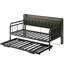 Lit de jour convertible peu encombrant, comprend un lit gigogne escamotable et une tête de lit avec rangement et prises USB-2078478405-2072253790