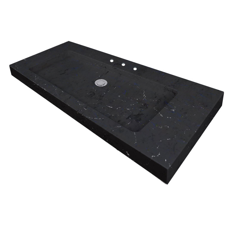 Libera 42'' L Bathroom Sink, Marquina, 8" Centers