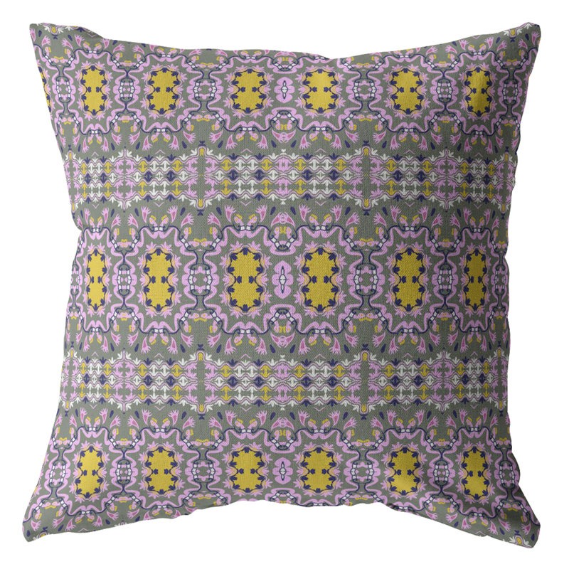 Coussin à fermeture à glissière Geo, 18" x 18", Mauve