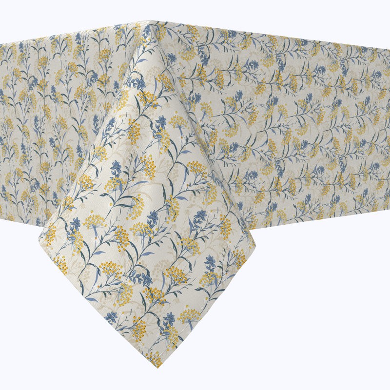 Table Runner, 100% Cotton, 16X108", Yellow Berries With Flowers, 84" L x 52" W