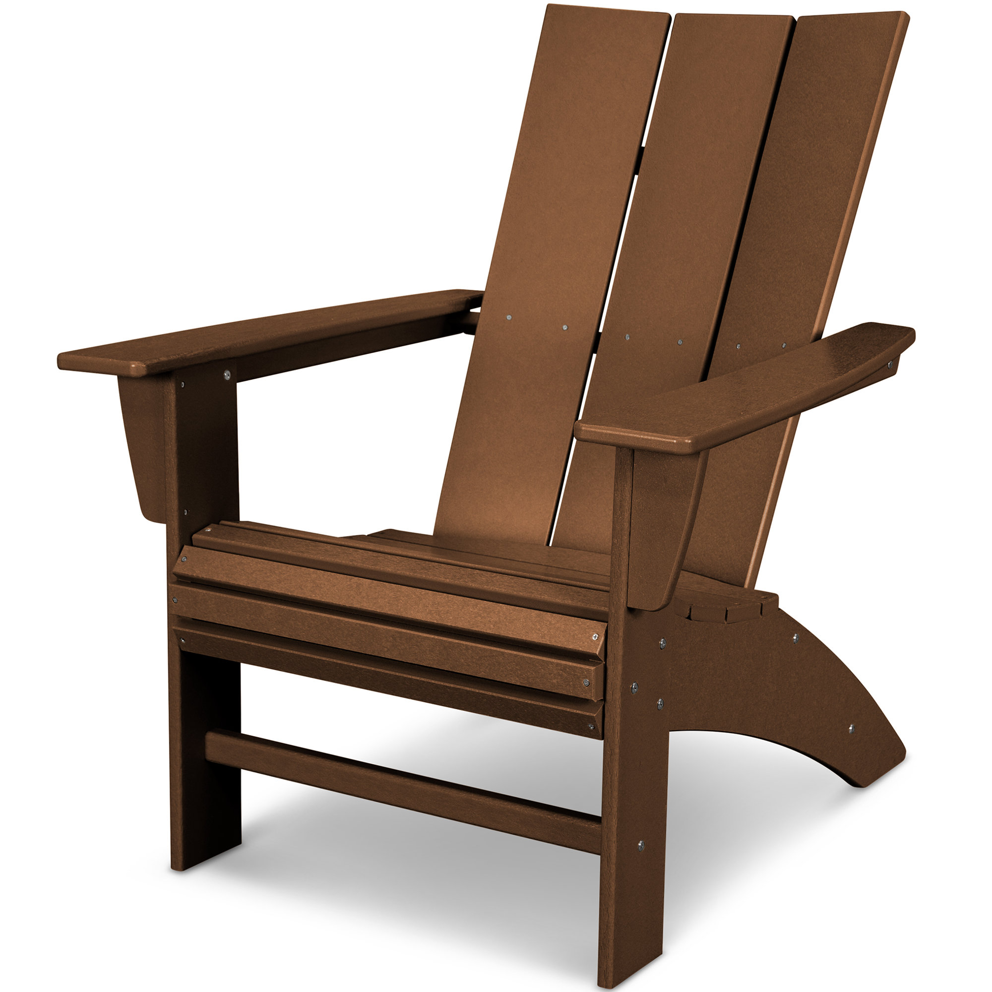 POLYWOOD Modern Curveback Adirondack Chair, Teak