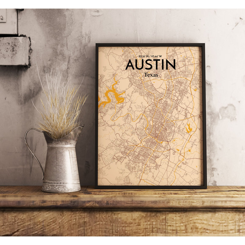 Austin City Map - No Frame Print, 50.8cm H x 40.6cm W x 0.13cm D