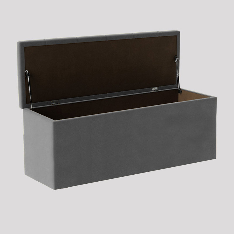  Luna Wide Chesterfield Velvet Rectangle Solid Color Standard Ottoman Box with Storage, Upholstered Deep Storage End of Bed Bench