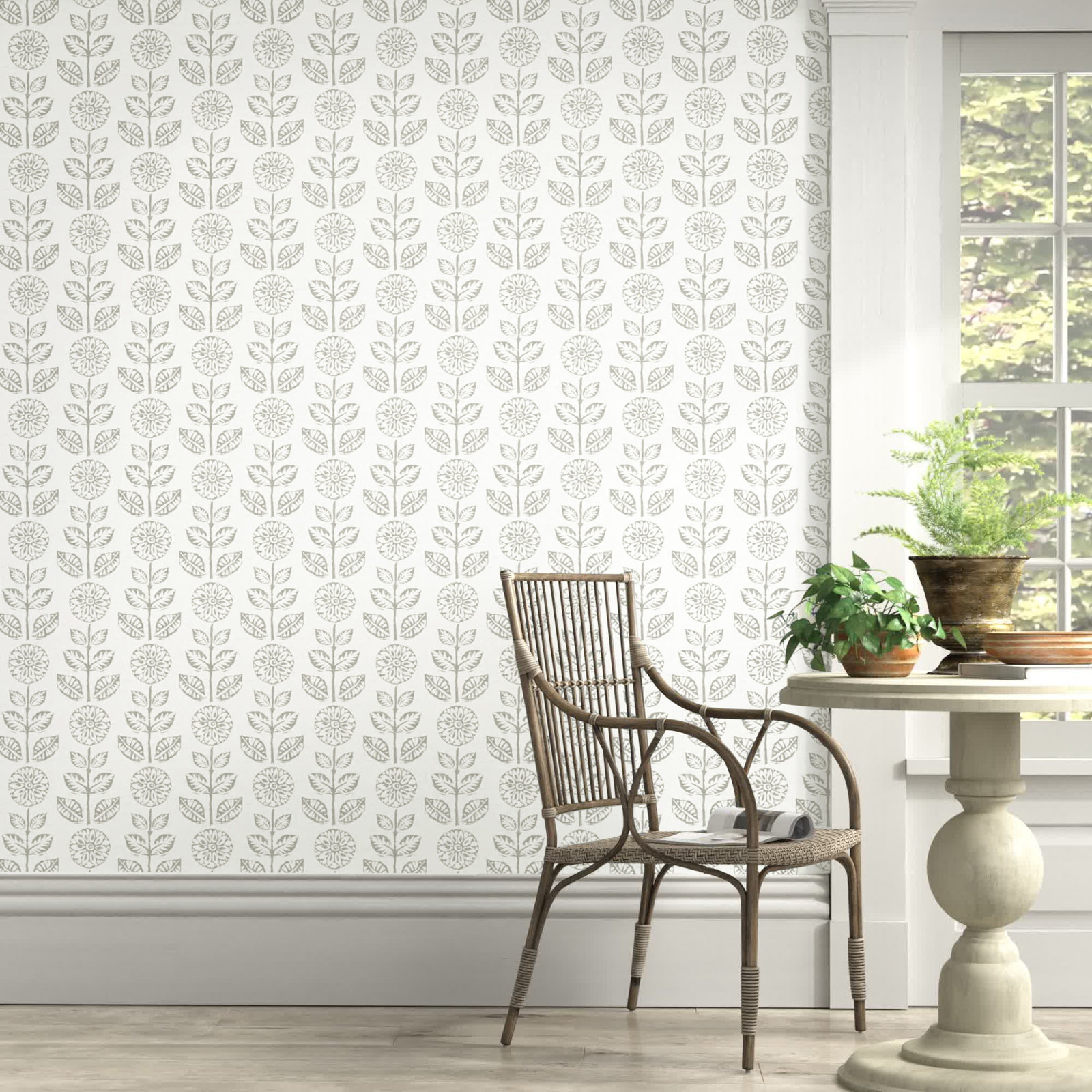 Sydney Folk Wallpaper Roll, Taupe