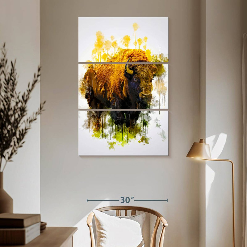 Brampt Colored Bison, 65" H x 42" W