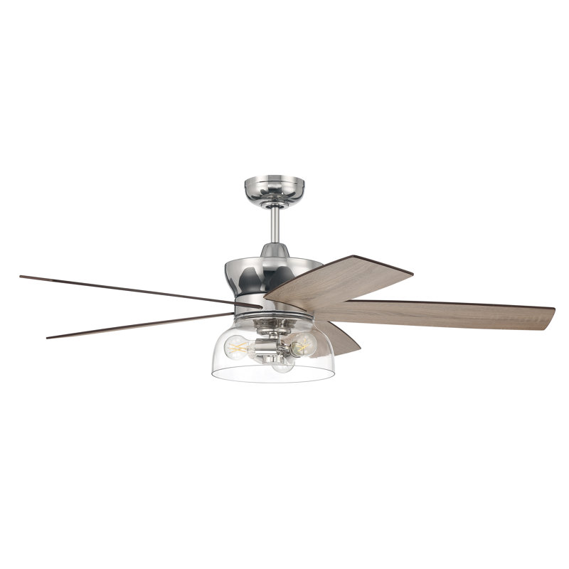 52'' Ceiling Fan with LED Lights, Silver