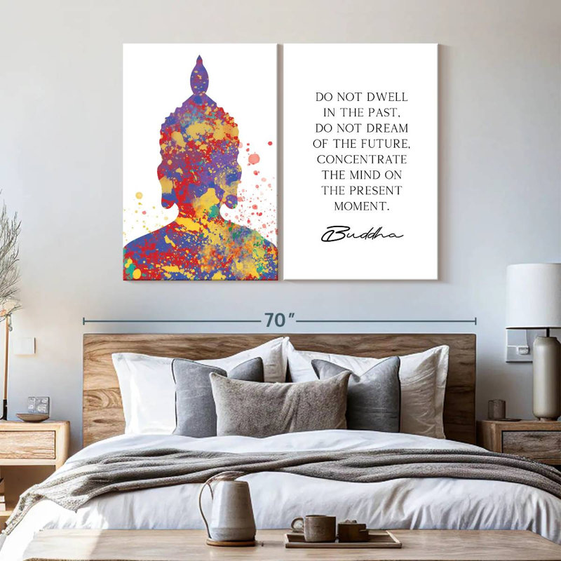 " Do Not Dwell Zen Quote " 2 - Pieces, 42" H x 57" W x 1.25" D