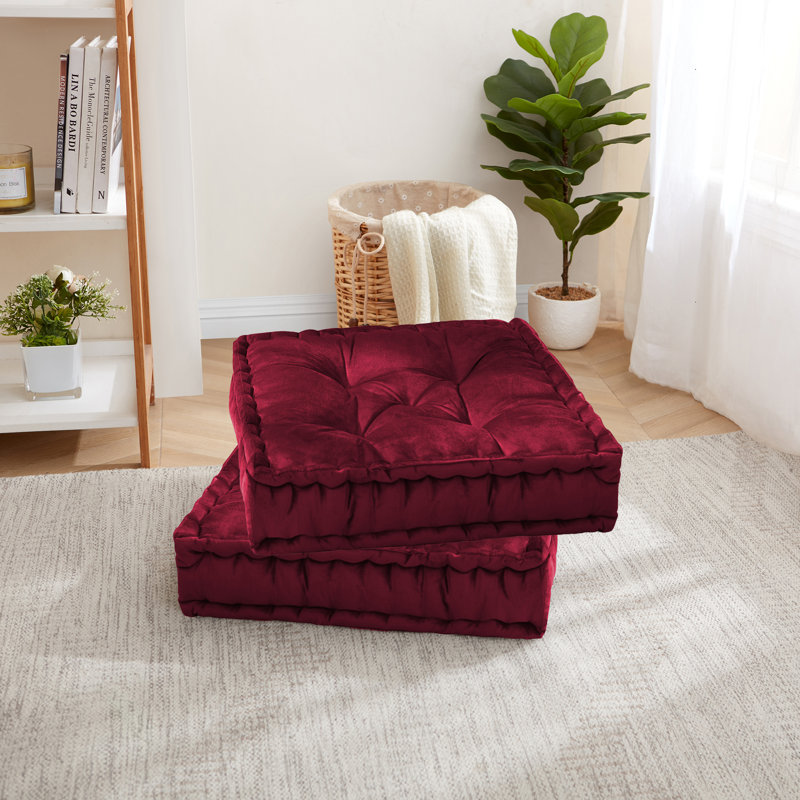 Large Floor Pillow Reversible Meditation Yoga Cushion, Burgundy