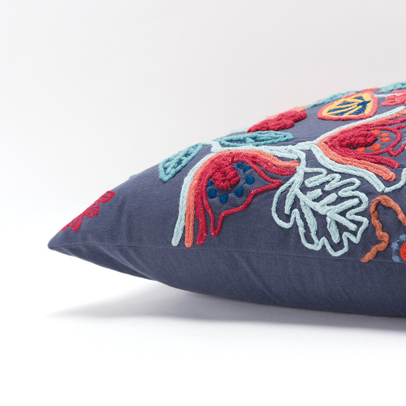 Embroidered Cotton Throw Pillow