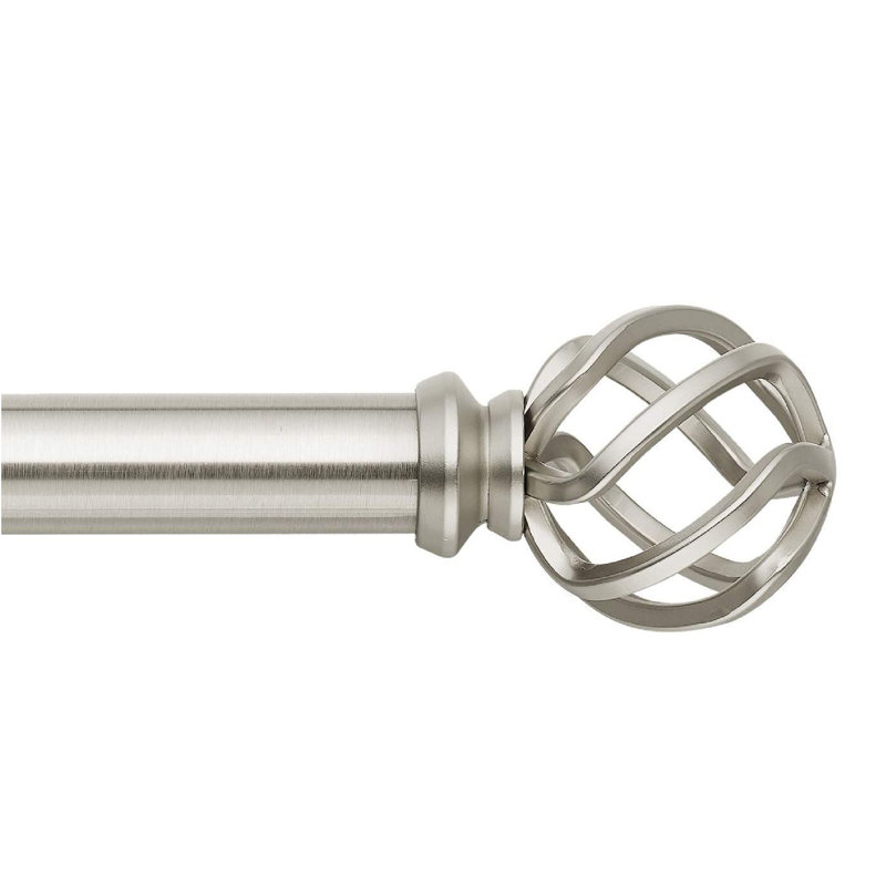Ensemble de tringle à rideaux 1 1/8 po de diamètre de la collection Mode Premium avec embouts ronds en cage à oiseaux et tringle ajustable murale en acier