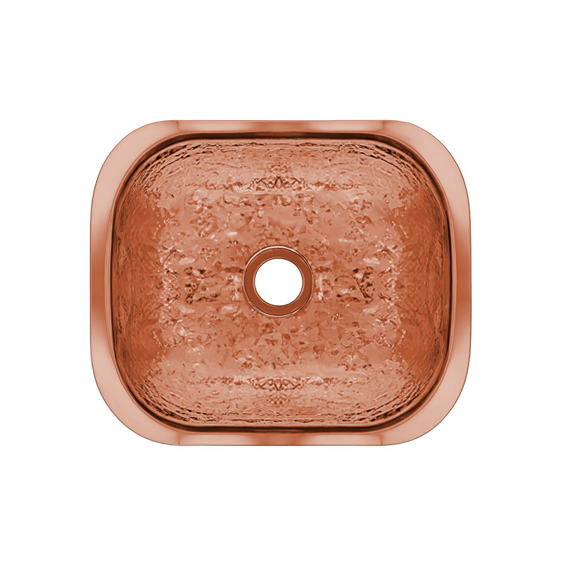 Whitehaus 14" Rectangular Undermount Entertainment/Prep Sink with a Hammered Texture Surface, Hammered Copper