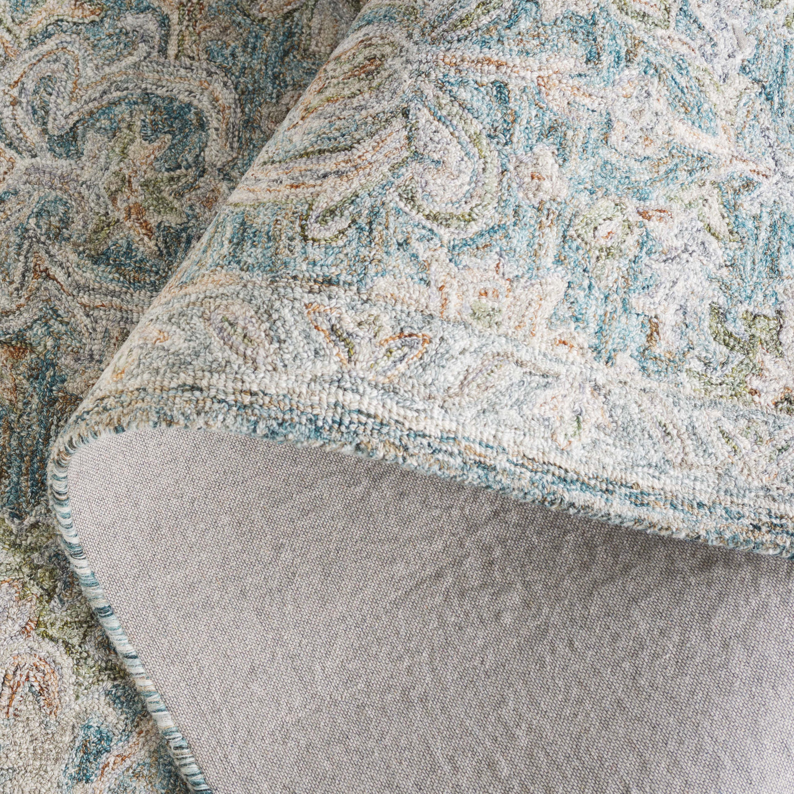 Teal Green Hand-Tufted Wool Oriental Rug, Round 6'