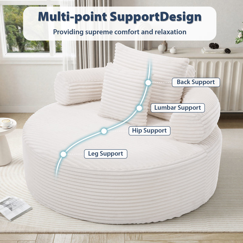 Fauteuil demi-tonneau rembourré Addisin, Blanc