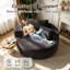 Fauteuil lounge rond surdimensionné de 140 cm en velours côtelé, canapé sans structure avec coussin, aucun assemblage requis - Gris foncé-129762223