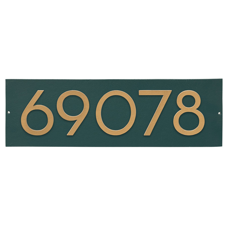 Floating Modern 4" Number Horizontal Address Plaque (5 Digits), Hunter Green, Gold, Yes