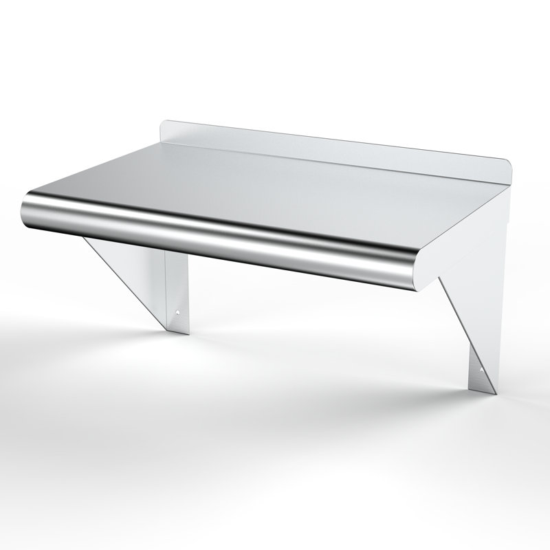 Tablette murale utilitaire en métal., H 11 po x l 24 po x P 12 po, Acier inoxydable