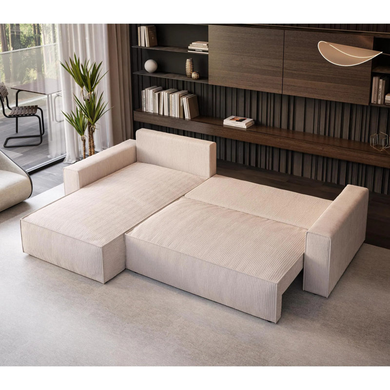 Damionna 4 Seater Sofa Bed, Light Beige, Left Hand Facing