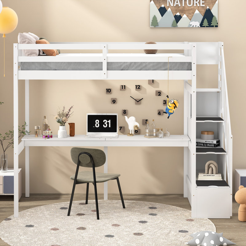Lit simple Gulnar avec bureau intégré