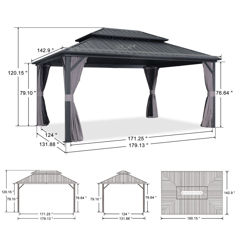 4.5m W x 3.5m D Aluminum Patio Gazebo