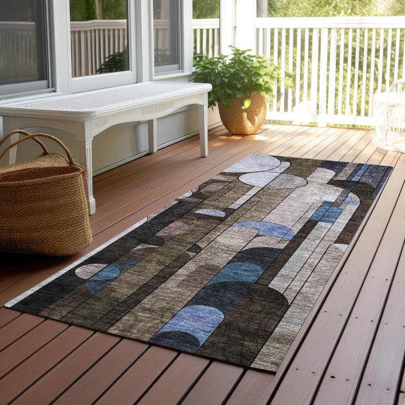 Tapis brun intérieur / extérieur lavable à la machine Cicel ACN1125, Tapis de couloir 2 pi 3 po x 7 pi 6 po
