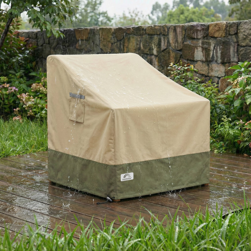 Aoodor Heavy Duty Patio Chair Cover for Deep Seat/ Rocking Chair/ Outdoor Swivel, Beige/Green-28"W x 34"D x 38"H