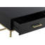 Table basse moderne avec deux tiroirs Tommy Hilfiger Ellias, plateau noir brillant, structure en métal doré