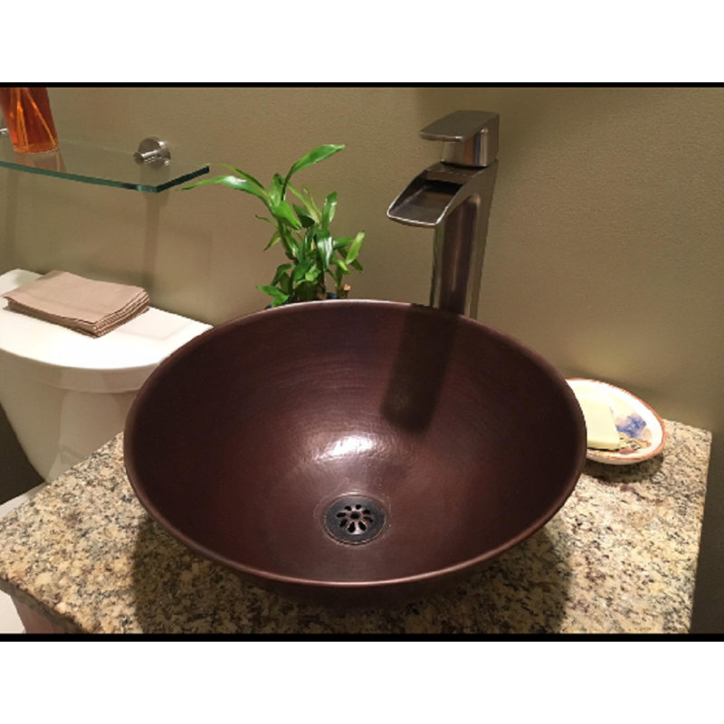 Lavabo vasque de salle de bain rond en cuivre 14 "avec bonde Daisy