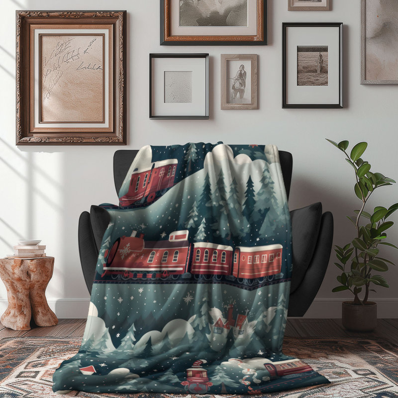 Polar Express - 1 Piece Premium Sherpa Blanket, Queen