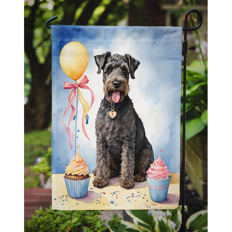 Drapeau de jardin «Happy Birthday», Kerry Blue Terrier