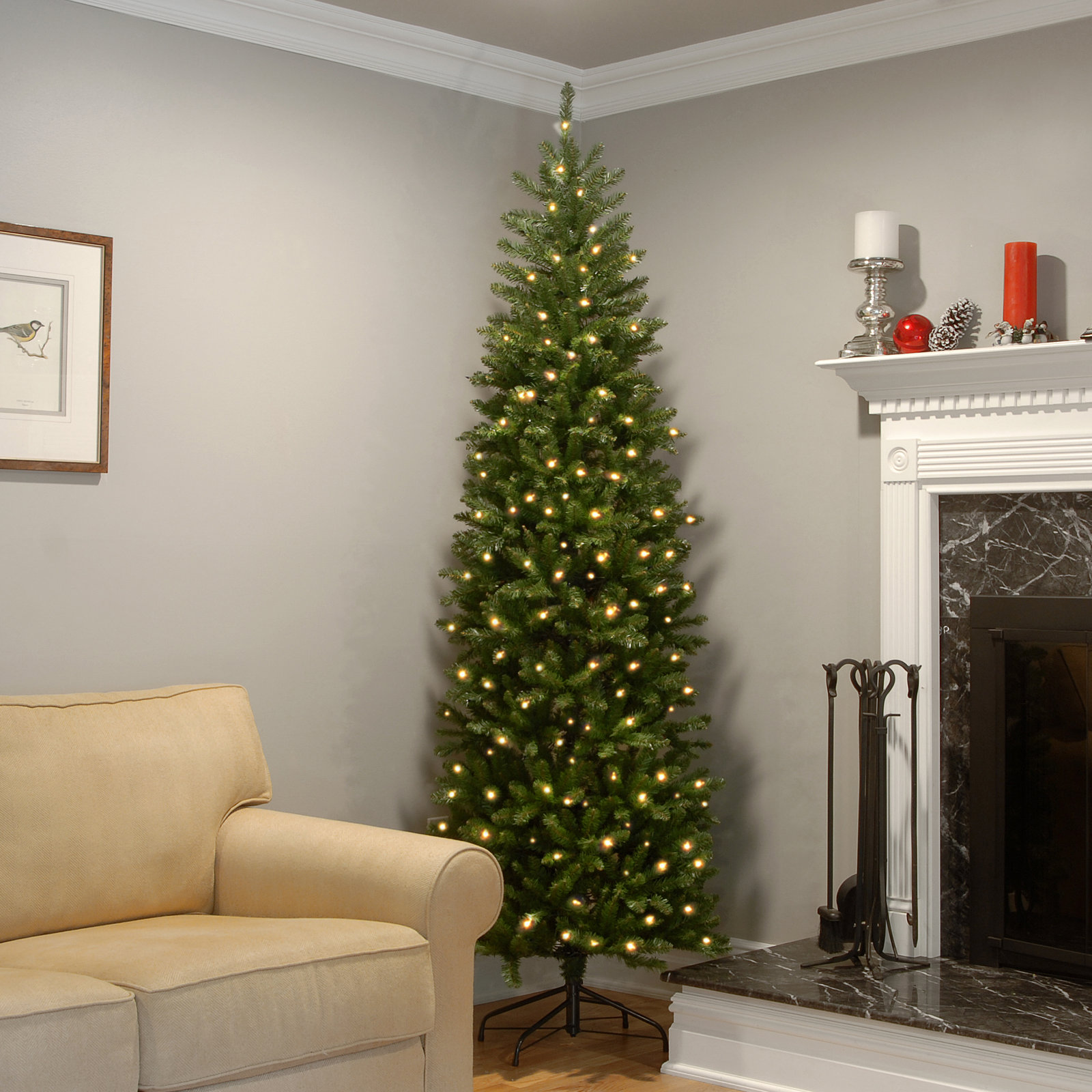  Kingswood Fir Pencil Tree with Clear Lights, 9'