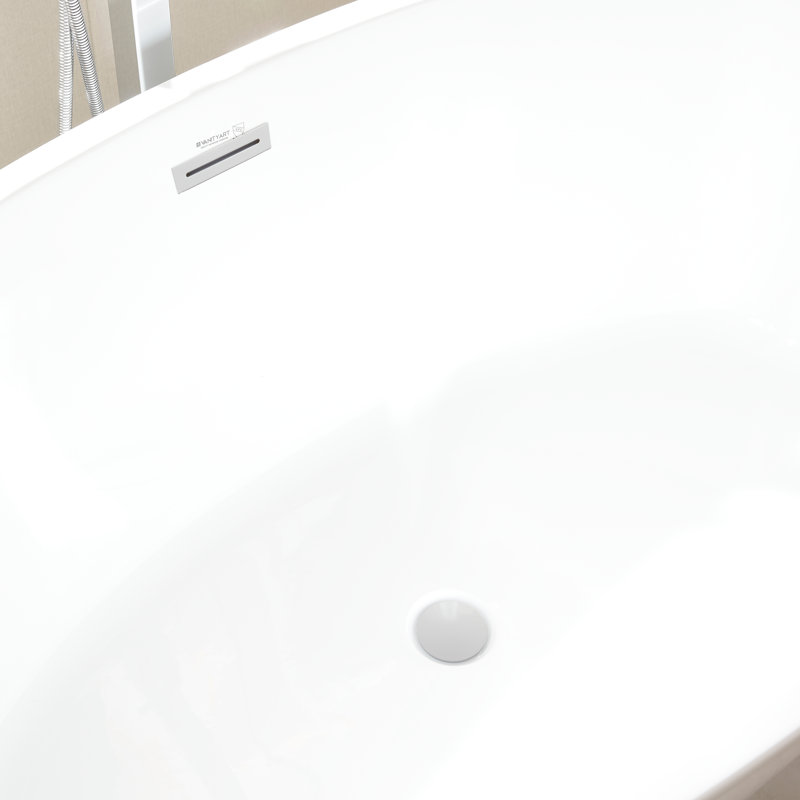 Freestanding Soaking Acrylic Bathtub, Pure White, 22.8" H x 31.9" W x 55.1" L