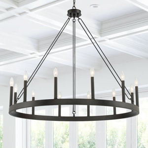 Debbra 12 - Light Candle Style Steel Dimmable Wagon Wheel Farmhouse Chandelier UL Certified
