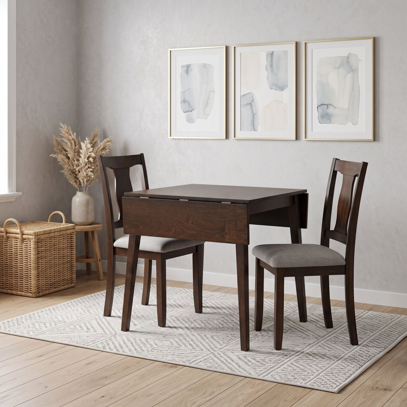 Ensemble de table de salle à manger pliable compacte 3 pièces avec 2 chaises rembourrées, ensemble de salle à manger compact pour la cuisine