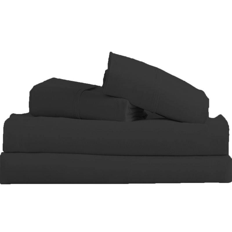 Ensemble de draps Signature Series, Ensemble de draps pour lit simple avec un drap-hou, Noir